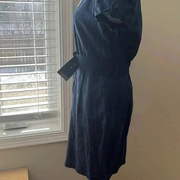 ❤️2/$50❤️[10]MNG Casual Black Linen Blend Short Sleeve Dress Waist Belt - Picture 6 of 10